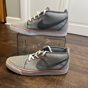 Nike Toki ND High Top Canvas Sneakers Size Men’s 13 Color Gray,Red, And White